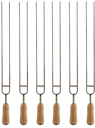 6 Pezzi Forchetta Barbecue Manico Lunga Acciaio Inox - Forchettone e Spiedini Per Carne 39 cm