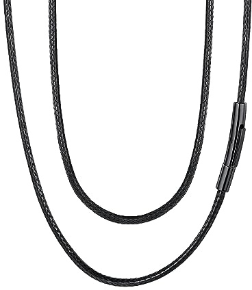 FaithHeart Lederkette Herren Damen Lederband 1,5/2/3MM Lederhalsband Ohne Anhänger Kunstleder Kette mit Verschluss Schwarz Leder Halskette 40CM-75CM wählbar Personalisierbares Lederband Schmuck