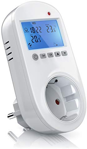 CSL - Steckerthermostat Thermostat, Steckdosen Digital Temperaturregler: Heizungsthermostat mit NTC-Sonde für Heizung Heizgeräte, Klimageräte, Infrarotheizung