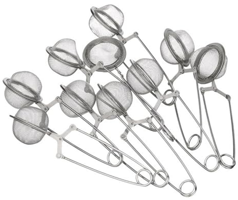 Bayli 7er Set Edelstahl Teezange, hochwertige Teeklammer für lose Blätter, 7 Stück Tee Ei in Kugelform, Teebeutel - stilvolles Teefilter, Teesieb langlebig & vielseitig, Tassensieb, Gewürzei