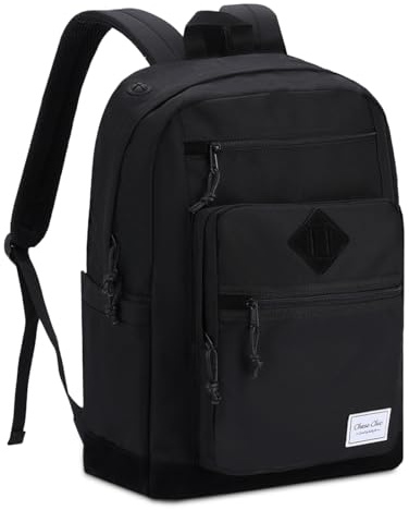 Chase Chic Zaino Da Scuola, Zaino Da Donna Uomo Leggero Resistente All'acqua Per Viaggio Lavoro Università All'aperto, 18,8L Daypacks Con Tasca Antifurto Adolescente Ragazza Tutto nero