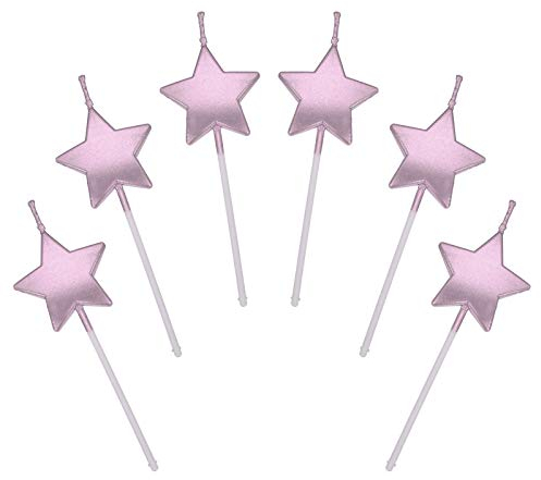 Candeline Compleanno a Forma Stella,6 Pcs Particolari Candele di Compleanno a Forma Stellare per Decorazione della Torta di Feste di Compleanno e Matrimonio Rosa
