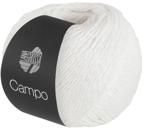 LANA GROSSA Campo | Feines, mehrfach verzwirntes Baumwoll-Mischgarn mit Struktur | Handstrickgarn aus 65% Baumwolle & 25% Viskose & 10% Leinen | 50g Wolle zum Stricken & Häkeln | 165m Garn FB 1