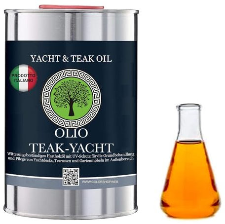 OLIO TEAK NATURAL GSW, protezione UV di mobili e pavimenti pietra naturale e BARCHE E YACHT, incolore - naturale (500 ml)