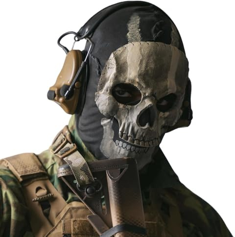 Halloween Geistermaske Ghostface Schädel Vollmaske MW2 Skelett Latex Kopfbedeckung Gruselige Halloween Cosplay Maske für Erwachsene