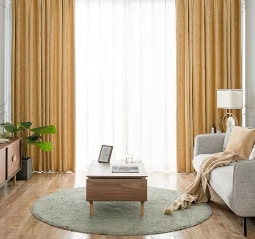 Epinki Gelb Verdunkelungsvorhang mit Ösen 2er Set, Jacquard Wolke Vorhang Motiv Blickdicht, Ösen Vorhänge für Fenster Samt Dekoschal Fensterschal für Schlafzimmer, Jeder B 137 x H 160cm