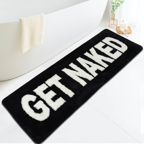 Ragelion Badematte Get Naked Bath Mat Badteppich Badezimmer Bad Teppich rutschfest Waschbar (schwarz, 150 x 50cm)