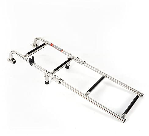 Échelle télescopique en acier inoxydable - Antidérapante - Pliable - Plateforme de bain - Échelle de bateau - Échelle télescopique - 4 marches - Pour piscine, bateau, piscine