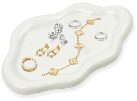 Keramik Schmuckschale, Wolken Schmucktablett, Keramik Ringschale Schlüsselschale, Schmuck Schmuckschale Dekoschalen,Schmuckteller zu Muttertag Halloween Weihnachten Erntedankfest Geburtstag für Frauen