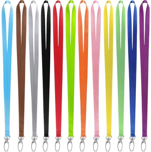 EIYVPRA 12 Stücke Bunt Schlüsselbänder Nylon Lanyards Schönes Umhängebänder mit Drehbarem Metallclip, für Schlüssel, ID Badge Card Holder Ausweishalter für Studenten Mitabeiter
