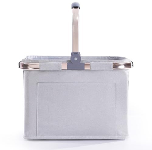 Diurwur® 30L Einkaufskorb Faltbar Tragekorb Groß Einkaufstasche Picknickkorb Klappkorb Reisetasche Praktischer Einkaufen Korb mit Gepolsterten Griffen - ideal für Reisen/Picknick/Einkaufen/Geschenk