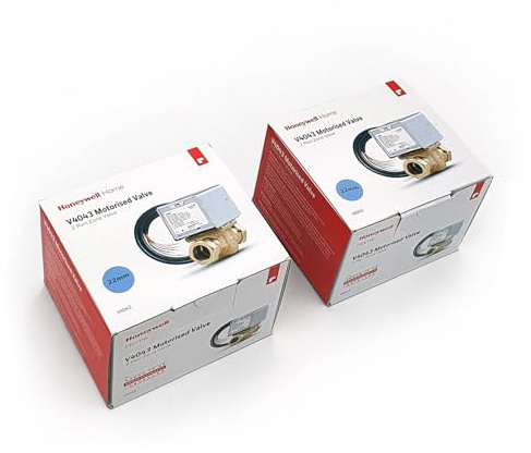 Honeywell 22mm Motorised Zone Valve, Tesla 5-Way Wiring Connector Bundle (2 x Zone Valve (No Wiring Connector))