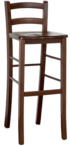 OKAFFAREFATTO MADDALONI Sgabello alto da bar in legno h 80cm con seduta in massello noce scuro