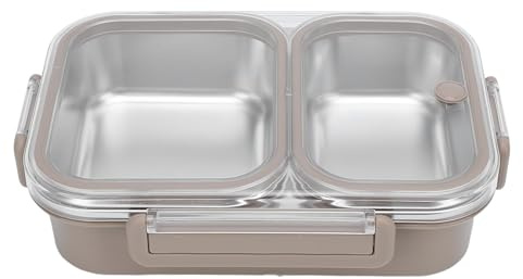 Lunchbox, 1,2 L Lebensmittelbehälter mit 2 Fächern aus Edelstahl für Warme Speisen, Auslaufsichere Tragbare Lunchbox, für Männer, Frauen, Arbeit, Essen Gehen