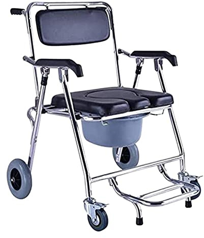 Chaise percée, fauteuil roulant de douche, chaise percée, chaise roulante, chaise roulante pliante, chaise de douche avec roulettes, parfaite pour les personnes âgées, les patients, les femmes