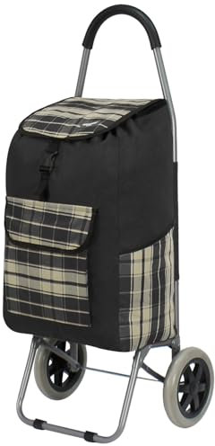 Rocklands® Lightweight Big Wheels Strong Shopping Trolley Shopping Cart Durable Grocery Bag -ST46 (Black)