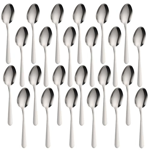 FUZVOL 24-Piece 6.7-Inch Stainless Steel Spoons Set, Modern Design, Dishwasher Safe