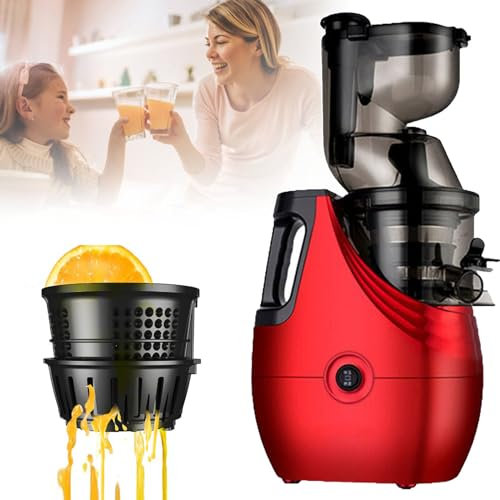 Estrattore di succo a masticazione lenta - Estrattore a freddo per frutta e verdura - Calibro grande da 86 mm, capacità elevata da 1000 ml, motore silenzioso, materiale in acciaio inossidabile, faci