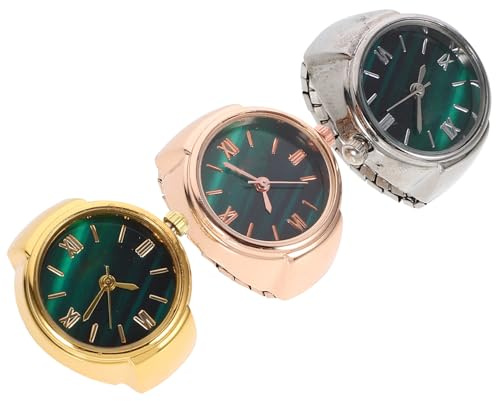 VALICLUD Fingeruhr Damen Mini Ringuhr Mit Quarzwerk Ring Uhren Im Ringdesign 3 Stück Für Alltag Freizeit Dekor Und Als Geschenk