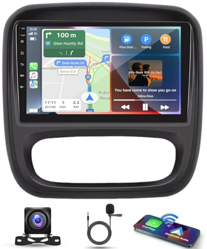 9 4G+64G Android 13 Car Stereo for Vauxhall Vivaro 2014-2019, for Renault Trafic 3 2014-2019 2 Din Car Radio Receiver w/Wireless Carplay Android Auto GPS Navigation SWC BT Backup Camera
