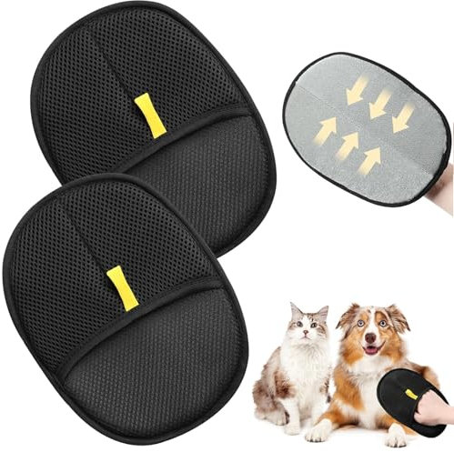 FiveMileBro 2 Piezas Guantes Quitapelos para Mascotas, Guantes Antiestáticos para Pelo de Mascotas, Doble Cara, Reutilizable, Elimina Pelo Suelto de Perros y Gatos
