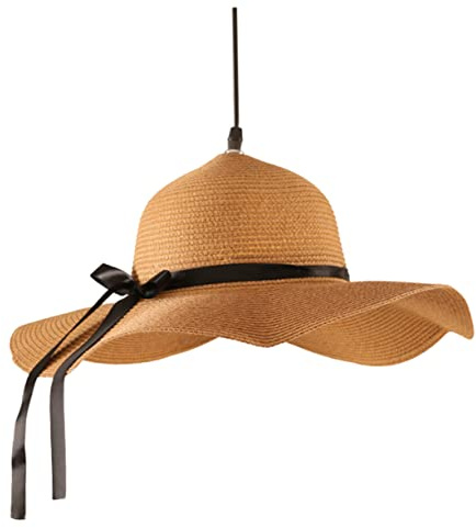 EXCEART Suspendre Chapeau de Paille 220v Décorative pour Corridor | Grass Rattan, Coloris Khaki, Style Simple et Élégant, Adaptée Chambre D'garçon et Filles