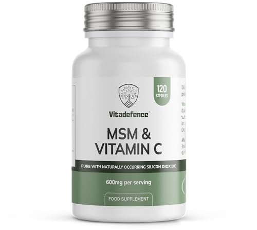 MSM & Vitamin C 600mg – Joint Support & Collagen Booster – 120 Vegan Capsules – UK Made – Vitadefence