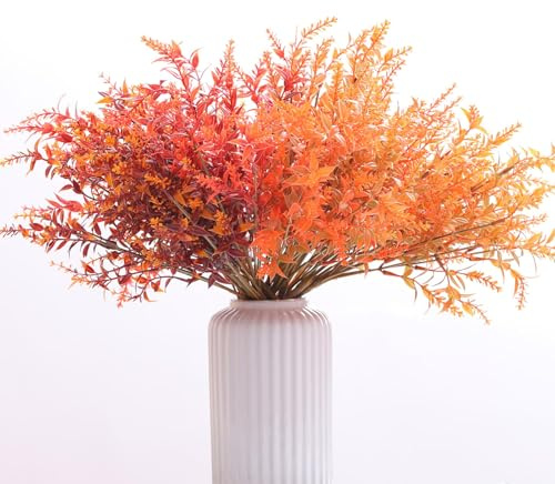 8 Bundles Artificial Fall Flowers No Fade Faux Autumn Plants,Fake Indoor Outdoor Greenery for Thanksgiving Christmas Wedding Party Home Garden Décor