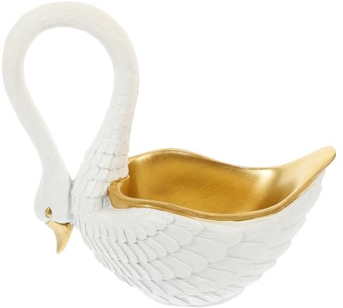 Gatuida Resin Swan Trinket Dish Key Holder Decorative Storage Tray White Nordic Style Resin Desk Organizer for Hallway Entryway Home Décor