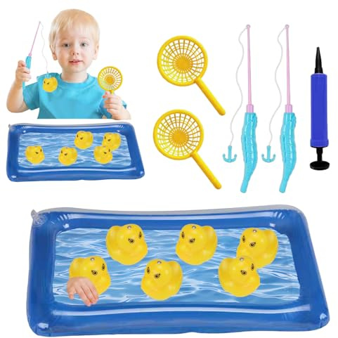 Genérico Gioco di acquatica, Giocattoli da magnetici per Vasca da Bagno, anatroccoli galleggianti interattivi Stagno Gonfiabile Regali di Compleanno Estate Genitori e Figli