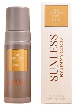 Jimmy Coco 150ml Light Tinted Tan Soufflé | Hydrating Fake Tan for Face and Body | Vegan Self Tanning Cream with Hyaluronic Acid, Pentavitin and Blue Daisy for Natural Sunkissed Glow