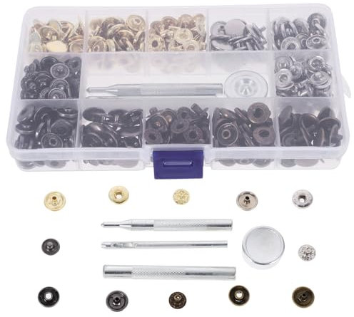 DOITOOL Kit de boutons-pression en fer avec outils pour loisirs créatifs, vêtements, couvre-chefs, plus léger, durable, facile à utiliser pour divers projets de couture