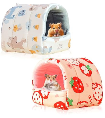 HMCEY 2 Pezzi Letto per Porcellini D'India Casetta,Cuccia Coniglio Interno,Cuccia per Piccoli Animali,Cuccias per Criceto,Letto Criceto Inverno,Lettos In Peluche per Criceti per Conigli Nani, Cincillà