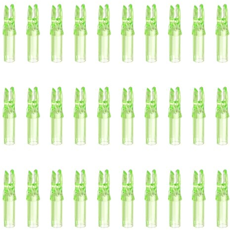 QUARKZMAN Nock per Freccia da Tiro con L'Arco in Plastica per Inserti Freccia in Carbonio .244/6.2mm per Fai da Te Caccia Tiro con Arco Compound Ricurvo (Verde Trasparente, 30 Pz)