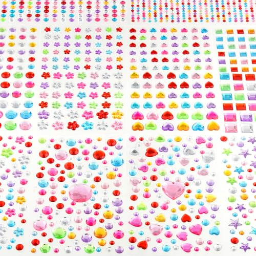 NEBURORA 4902 Stück funkelnde Edelstein-Aufkleber, selbstklebende Strass-Edelstein-Aufkleber für DIY-Kartenherstellung, Kunsthandwerk, Dekorationen
