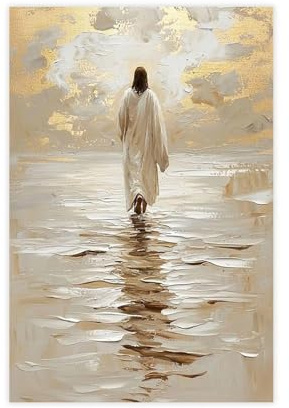 Leinwandposter Jesus Christus geht auf Wasser, Wandkunst, Dekor, Bild, Gemälde für Wohnzimmer, Schlafzimmer, Dekoration, 40 x 60 cm