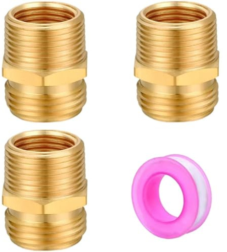 FACAIIO Adaptador de conector de manguera de jardín de latón, macho de 3 o 4 GHT a 1 o 2 NPT hembra y 3 o 4 NPT macho, fontanería y riego