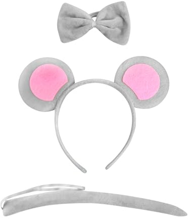 Hopzab 4PCS Costume Set, Animal Outfit with Ears, Bowtie, Nose, Tail, Comfortable Plush Polyester, Festive Role-Play Accessory, Stage Performance & Party Wear