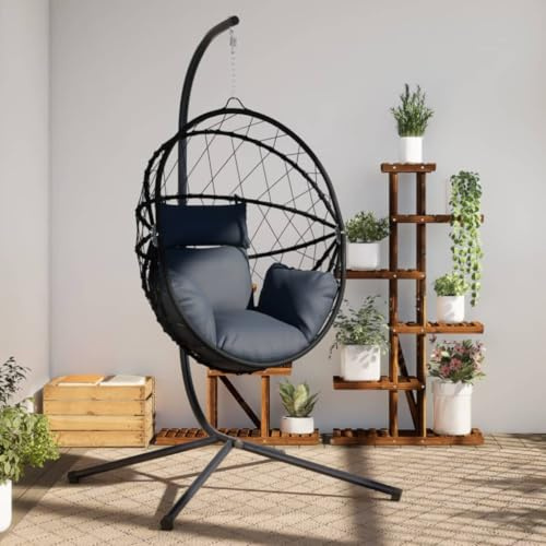 Mokuyary 340074021 - Silla colgante con soporte para silla de relajación, silla columpio para salón, jardín, terraza, esquina de lectura, exterior, balcón