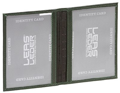 LEAS Schlanke Fahrzeugscheinhülle für Zulassungsbescheinigung Ausweismappe- & -hülle mit 2 Sichtfenstern Echt-Leder, grün