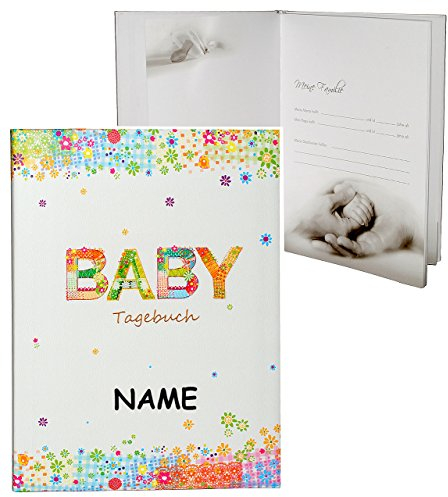 alles-meine.de GmbH Babytagebuch - Baby - Flower - incl. Namen - Gebunden zum Eintragen & Einkleben - groß - Fotobuch/Fotoalbum/Babyalbum/Album - für Kinder/Mädchen J..