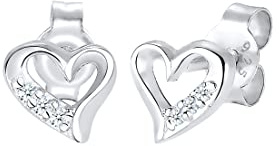 Elli DIAMONDS Ohrringe Damen Herz Ohrstecker Liebe mit Diamant (0.03 ct) in 925 Sterling Silber