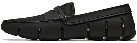 SWIMS Mens Loafers, Penny Boat & Deck Shoes for Men, Casual Beach Loafer, Comfortable Summer Shoe (Black,7)