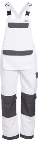 ProDec Advance Stain-Resistant, Hardwearing, Multi-Pocket Adult Decorator's Bib and Brace Overalls - White - One Size