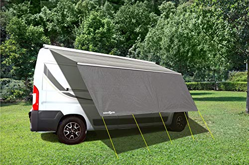 BRUNNER Sunny View Sonnensegel, Sonnenschutz für Wohnwagen, Wohnmobil, Van, Kleinbusse und Van, inklusive Befestigungsteile, 240 x 190 cm, Grau