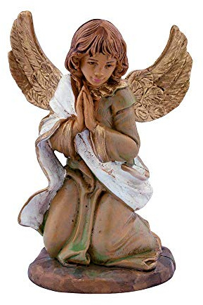 VILLAGE GIFT IMPORTERS 5 Christmas Nativity Collection - 36 Different Statues - Traditional Nativity Figures with New Merchants! - Hand-Painted and Made in Italy (Kneeling Angel)