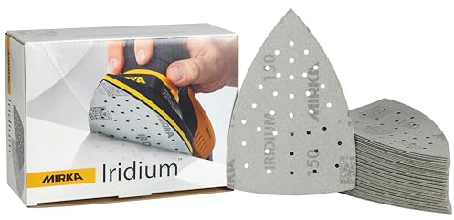 Mirka Schleifdreieck Iridium 100x152 mm 36-Loch Klett Korn 150 | Premium Schleifpapier mit 36-Loch Klett für Lack Spachtel Grundierung Holz Stahl Mineralwerkstoffe Kunststoff