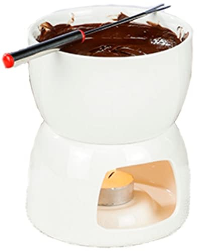 marion10020 Schokoladenfondue-Set Schoko-Fondue Schokofondue, für 4 Personen, ca. 12 x 15 cm, aus Porzellan, mit 4 Fondue-Gabeln