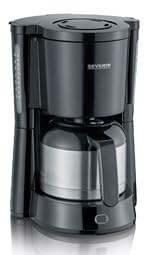 SEVERIN Edelstahl-Thermokanne TK 5422, 1 Liter Kaffeekanne, Schwarz, Thermal, Programmierbar, Kaffeemaschine