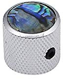 Boston Potiknopf, Dome Knob, mit Abalone-Einlage, 18x18mm, mit Schraube, chrom